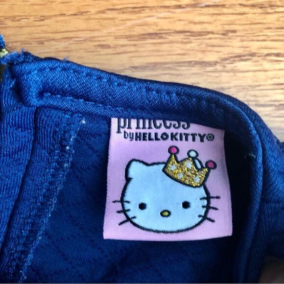 Sanrio Hello Kitty Authentic A-Line Blue Emblem Rhinestones Dress Girl’s Size 6X - Picture 3 of 7